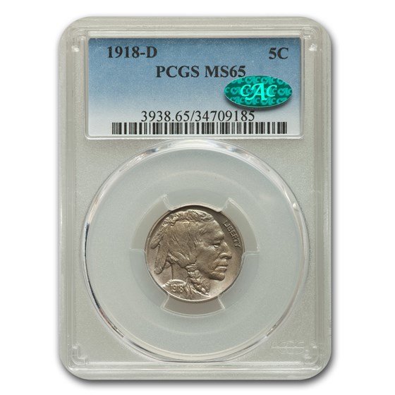 1918-D Buffalo Nickel MS-65 PCGS CAC 1918-D Buffalo Nickel MS-65 PCGS CAC