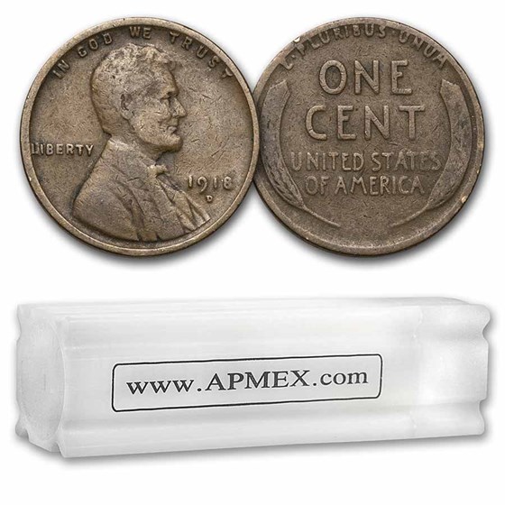 1918-D Lincoln Cent 50-Coin Roll Avg Circ 1918-D Lincoln Cent 50-Coin Roll Avg Circ