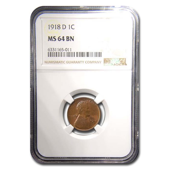1918-D Lincoln Cent MS-64 NGC (Brown)