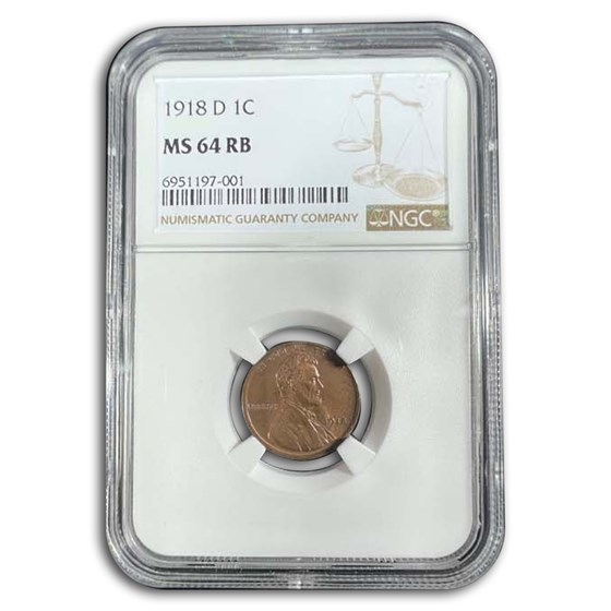 1918-D Lincoln Cent MS-64 NGC (Red/Brown) 1918-D Lincoln Cent MS-64 NGC (Red/Brown)