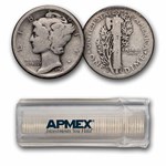 1918-D Mercury Dime 50-Coin Roll Avg Circ