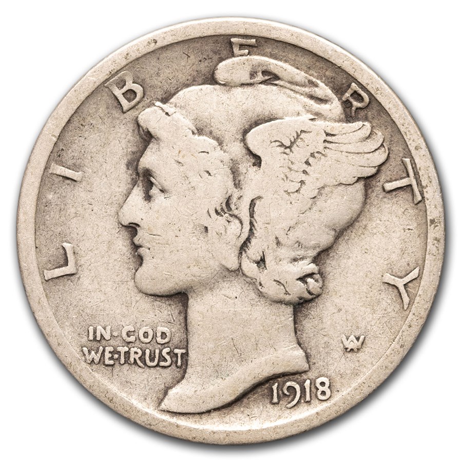 1918-D Mercury Dime Fine