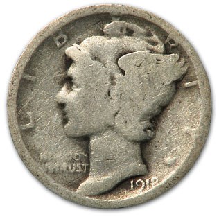 1918-D Mercury Dime Good/VG