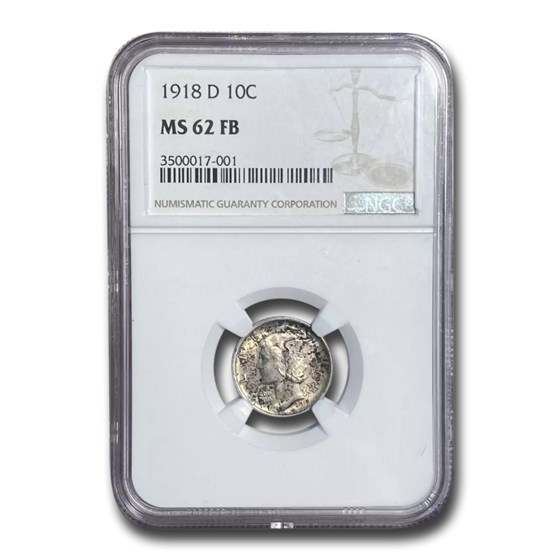 1918-D Mercury Dime MS-62 NGC (FB) 1918-D Mercury Dime MS-62 NGC (FB)