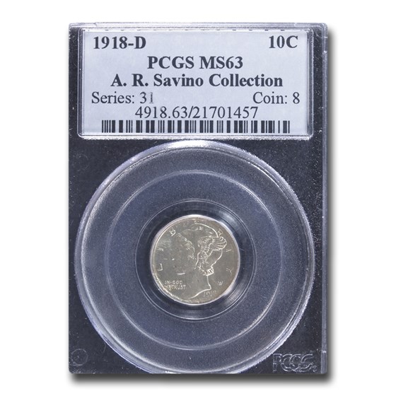 1918-D Mercury Dime MS-63 PCGS 1918-D Mercury Dime MS-63 PCGS
