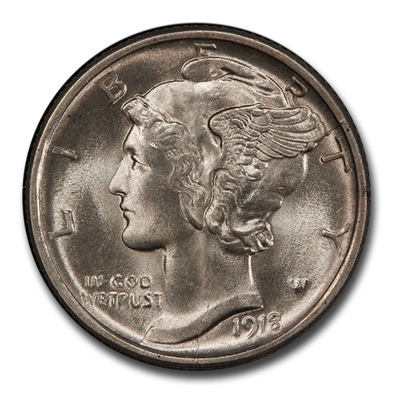 1918-D Mercury Dime MS-65 PCGS CAC 1918-D Mercury Dime MS-65 PCGS CAC