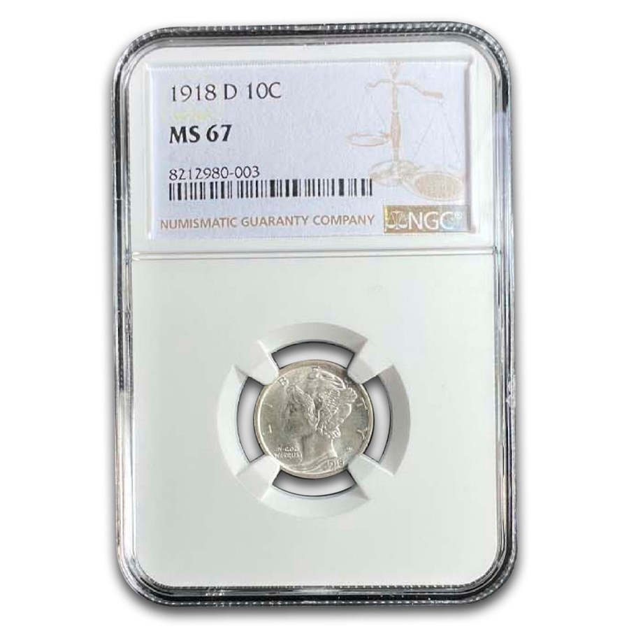 1918-D Mercury Dime MS-67 NGC