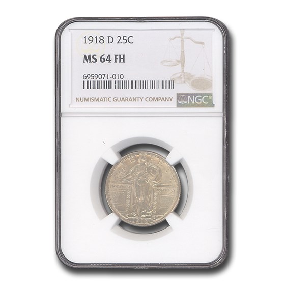 1918-D Standing Liberty Quarter MS-64 NGC (FH) 1918-D Standing Liberty Quarter MS-64 NGC (FH)