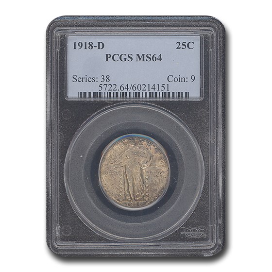 1918-D Standing Liberty Quarter MS-64 PCGS 1918-D Standing Liberty Quarter MS-64 PCGS