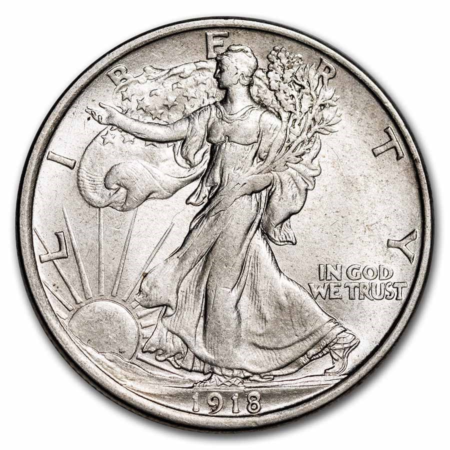 1918-D Walking Liberty Half Dollar AU