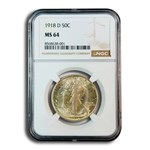 1918-D Walking Liberty Half Dollar MS-64 NGC