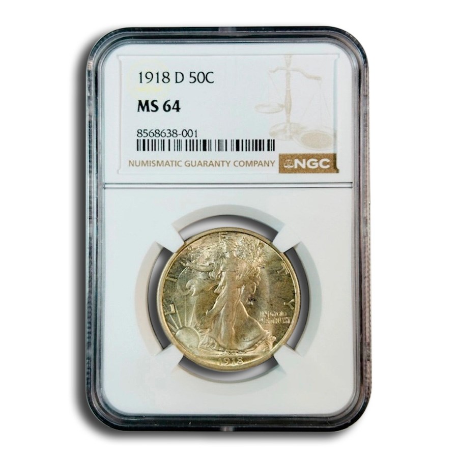 1918-D Walking Liberty Half Dollar MS-64 NGC