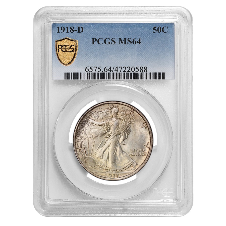 1918-D Walking Liberty Half Dollar MS-64 PCGS