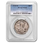 1918-D Walking Liberty Half Dollar VF-30 PCGS