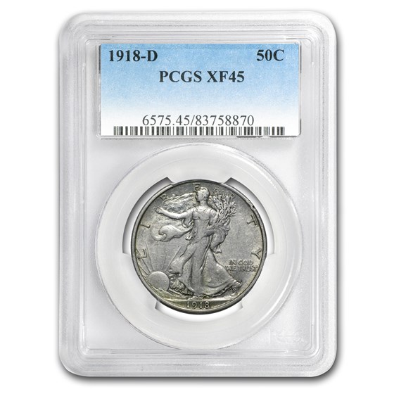 1918-D Walking Liberty Half-Dollar XF-45 PCGS 1918-D Walking Liberty Half-Dollar XF-45 PCGS