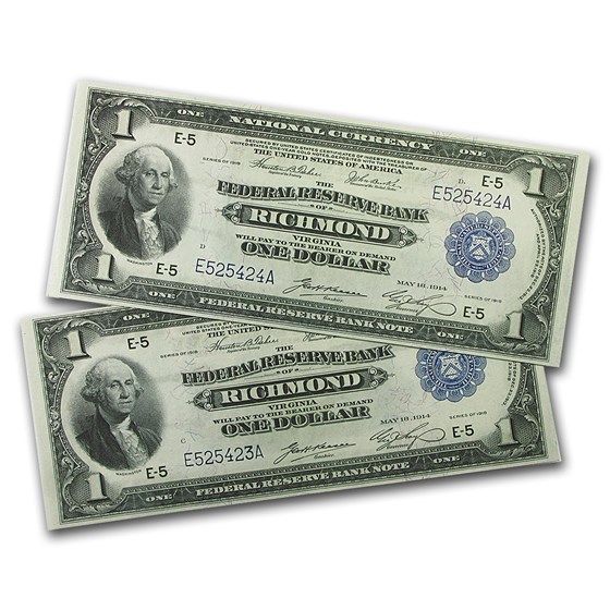 1918 (E-Richmond) $1.00 FRBN AU (2 Consecutive) 1918 (E-Richmond) $1.00 FRBN AU (2 Consecutive)