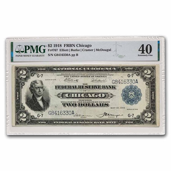 1918 (G-Chicago) $2 FRBN Battleship XF-40 PMG (Fr#767) 1918 (G-Chicago) $2 FRBN Battleship XF-40 PMG (Fr#767)