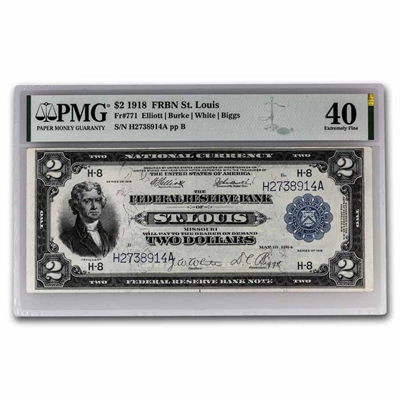 1918 (H-St. Louis) $2.00 FRBN Battleship XF-40 PMG (Fr#771) 1918 (H-St. Louis) $2.00 FRBN Battleship XF-40 PMG (Fr#771)