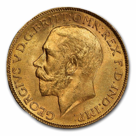 1918-I India Gold Sovereign George V MS-64 PCGS