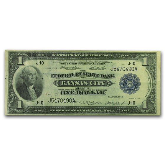 1918 (J-Kansas City) $1.00 FRBN VF (Fr#737) 1918 (J-Kansas City) $1.00 FRBN VF (Fr#737)