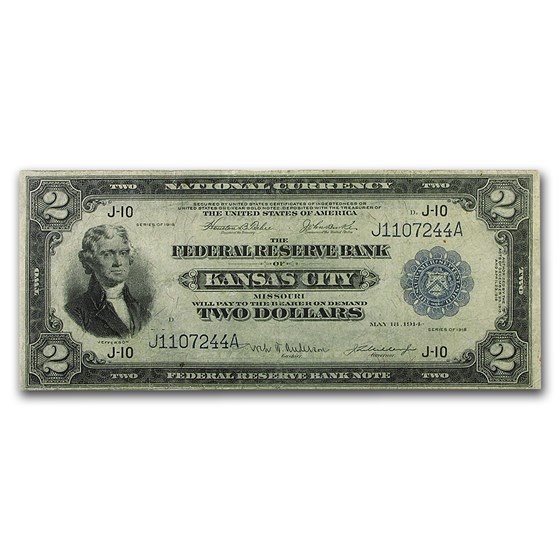 1918 (J-Kansas City) $2.00 FRBN VF 1918 (J-Kansas City) $2.00 FRBN VF