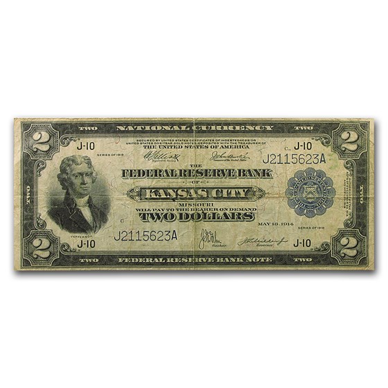 1918 (J-Kansas City) $2 FRBN Fine 1918 (J-Kansas City) $2 FRBN Fine