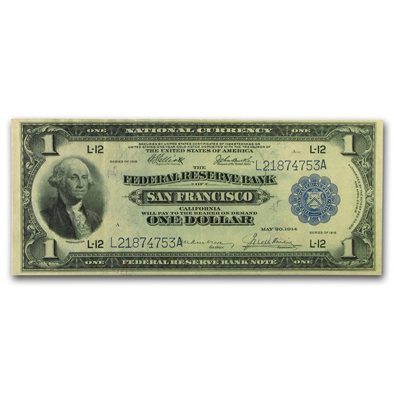 1918 (L-San Francisco) $1.00 FRBN XF (Fr#746) 1918 (L-San Francisco) $1.00 FRBN XF (Fr#746)