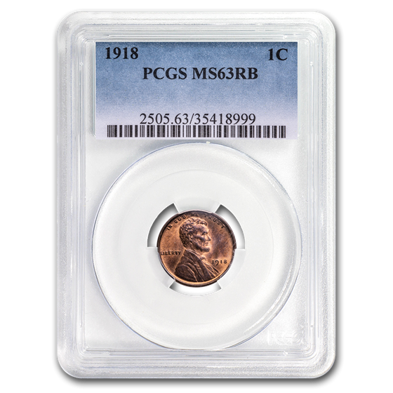 1918 Lincoln Cent MS-63 PCGS (Red/Brown) 1918 Lincoln Cent MS-63 PCGS (Red/Brown)