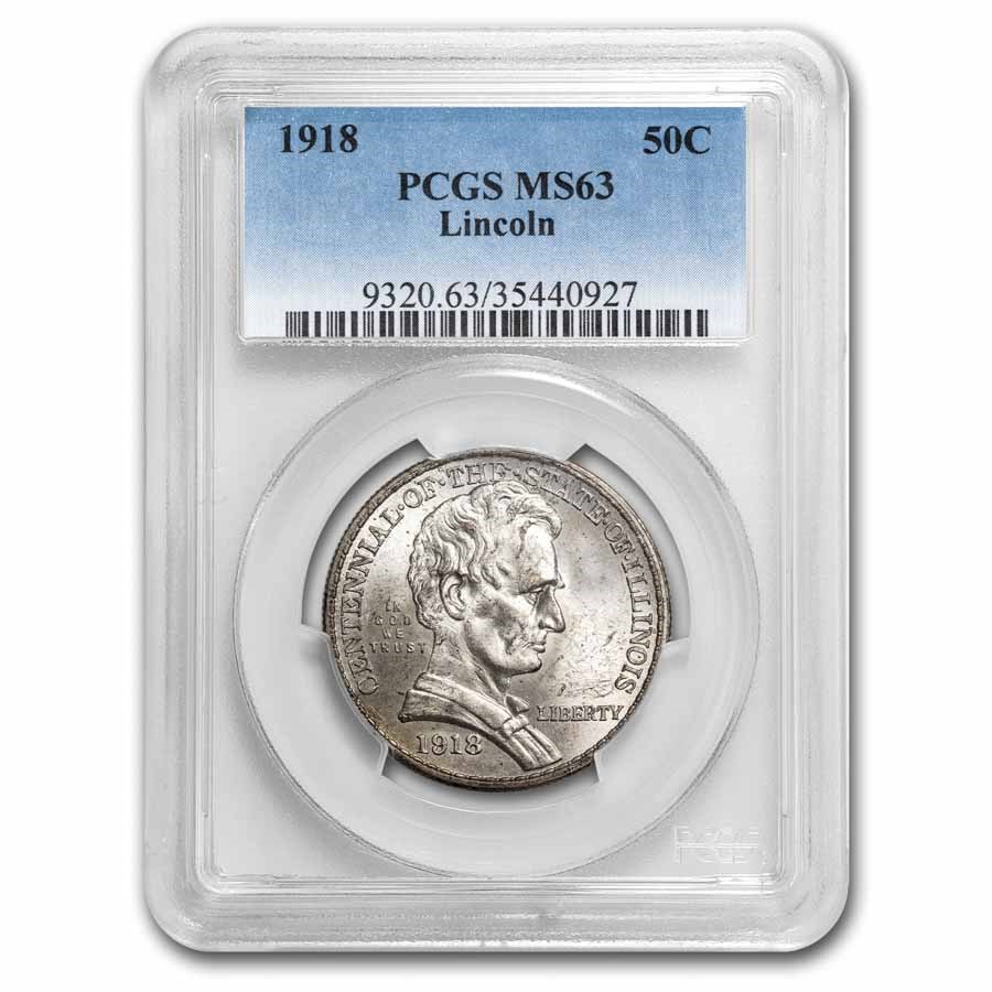 1918 Lincoln Illinois Centennial Half Dollar MS-63 PCGS