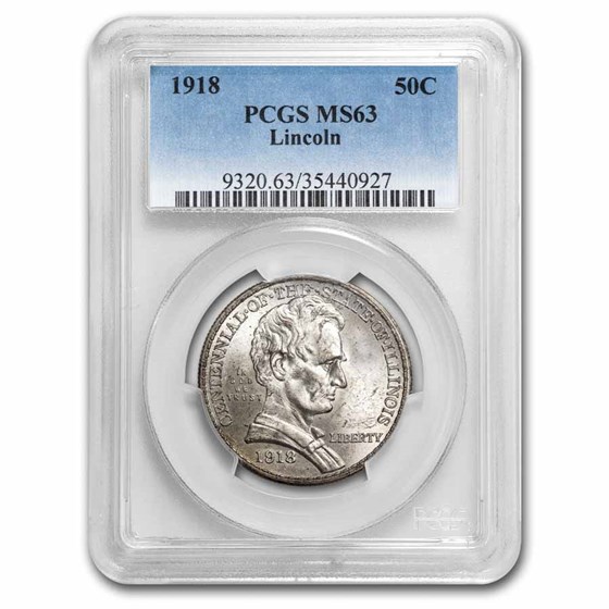 1918 Lincoln Illinois Centennial Half Dollar MS-63 PCGS 1918 Lincoln Illinois Centennial Half Dollar MS-63 PCGS