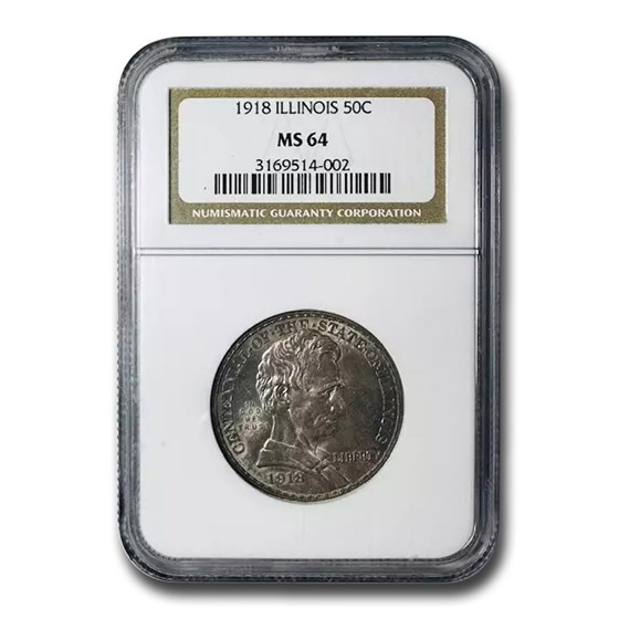 1918 Lincoln Illinois Centennial Half Dollar MS-64 NGC 1918 Lincoln Illinois Centennial Half Dollar MS-64 NGC