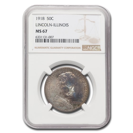 1918 Lincoln Illinois Centennial Half Dollar MS-67 NGC 1918 Lincoln Illinois Centennial Half Dollar MS-67 NGC