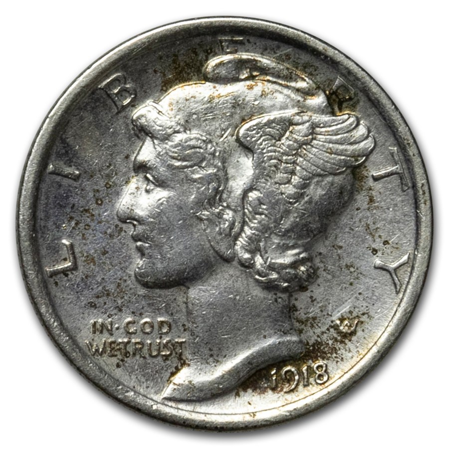 1918 Mercury Dime AU
