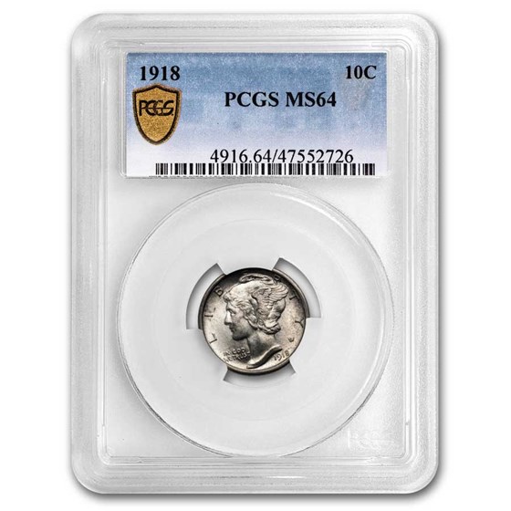 1918 Mercury Dime MS-64 PCGS 1918 Mercury Dime MS-64 PCGS