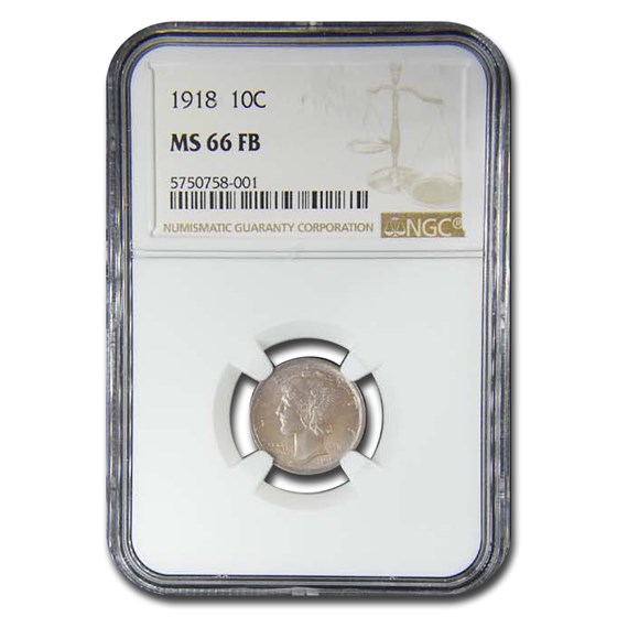 1918 Mercury Dime MS-66 NGC (FB) 1918 Mercury Dime MS-66 NGC (FB)