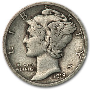 1918 Mercury Dime VF 1918 Mercury Dime VF