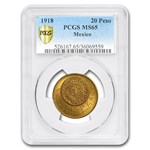 1918 Mexico Gold 20 Peso MS-65 PCGS