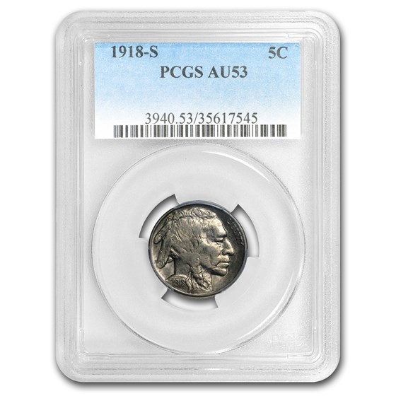 1918-S Buffalo Nickel AU-53 PCGS 1918-S Buffalo Nickel AU-53 PCGS