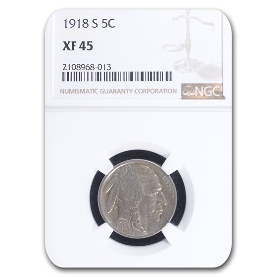 1918-S Buffalo Nickel XF-45 NGC 1918-S Buffalo Nickel XF-45 NGC