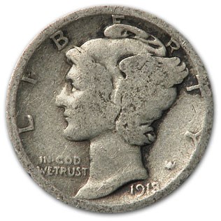 1918-S Mercury Dime Good/VG