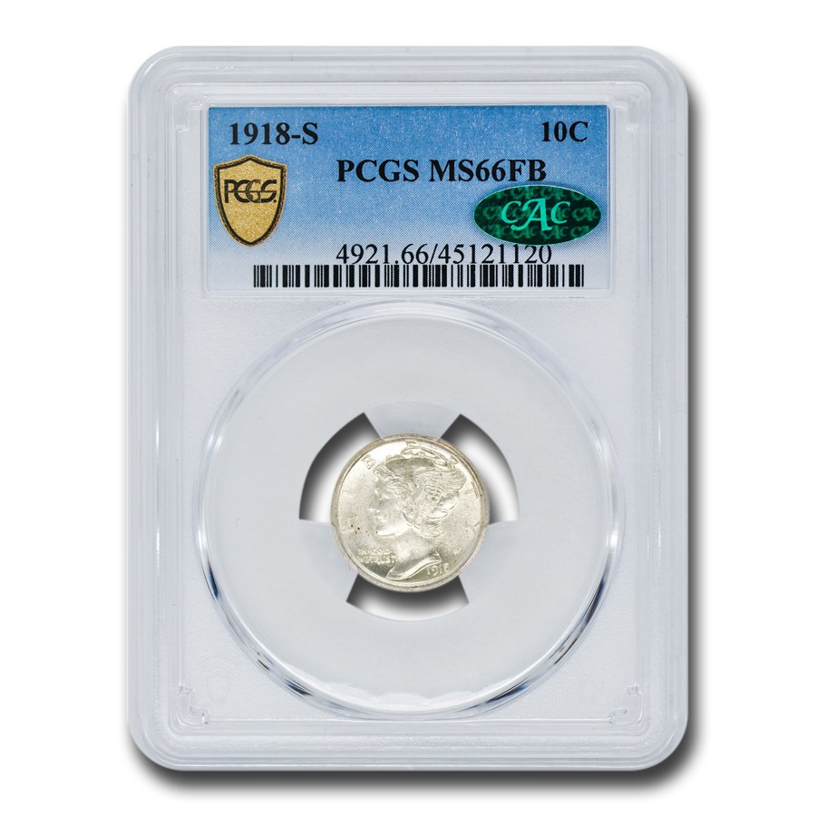 1918-S Mercury Dime MS-66 PCGS CAC (FB)