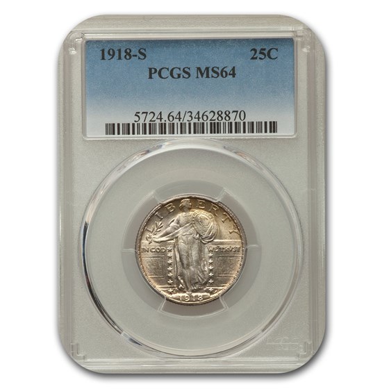 1918-S Standing Liberty Quarter MS-64 PCGS 1918-S Standing Liberty Quarter MS-64 PCGS