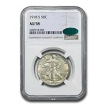 1918-S Walking Liberty Half Dollar AU-58 NGC CAC