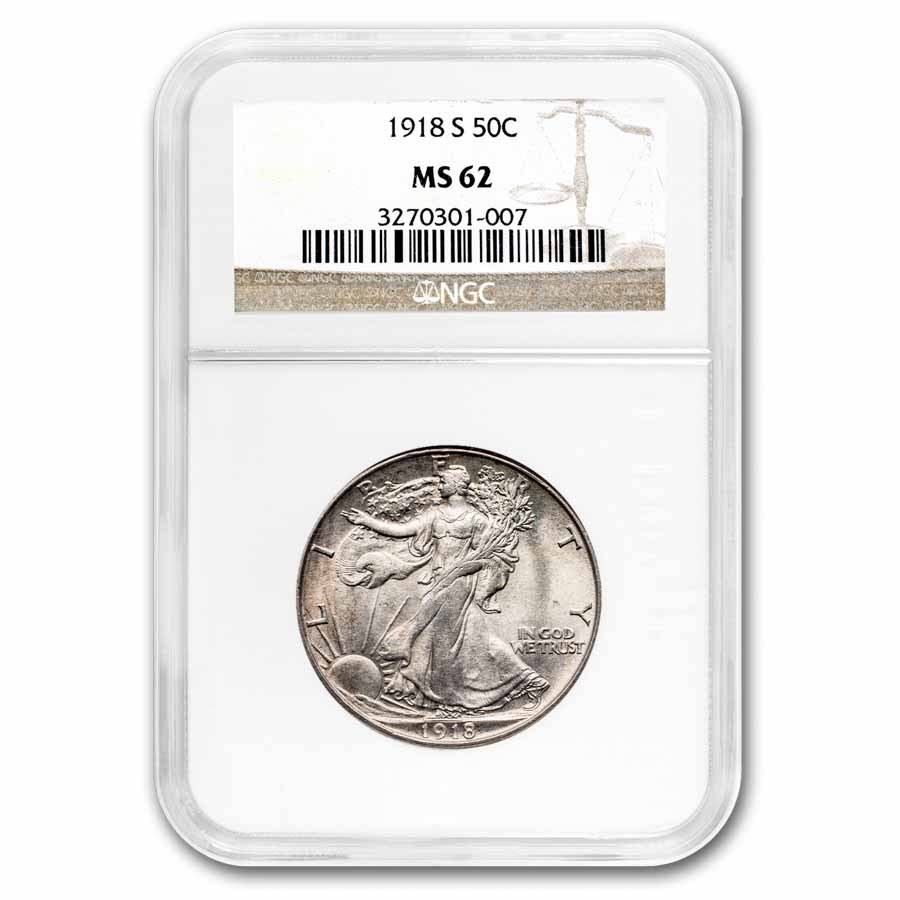 1918-S Walking Liberty Half Dollar MS-62 NGC