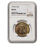 1918-S Walking Liberty Half Dollar MS-64 NGC