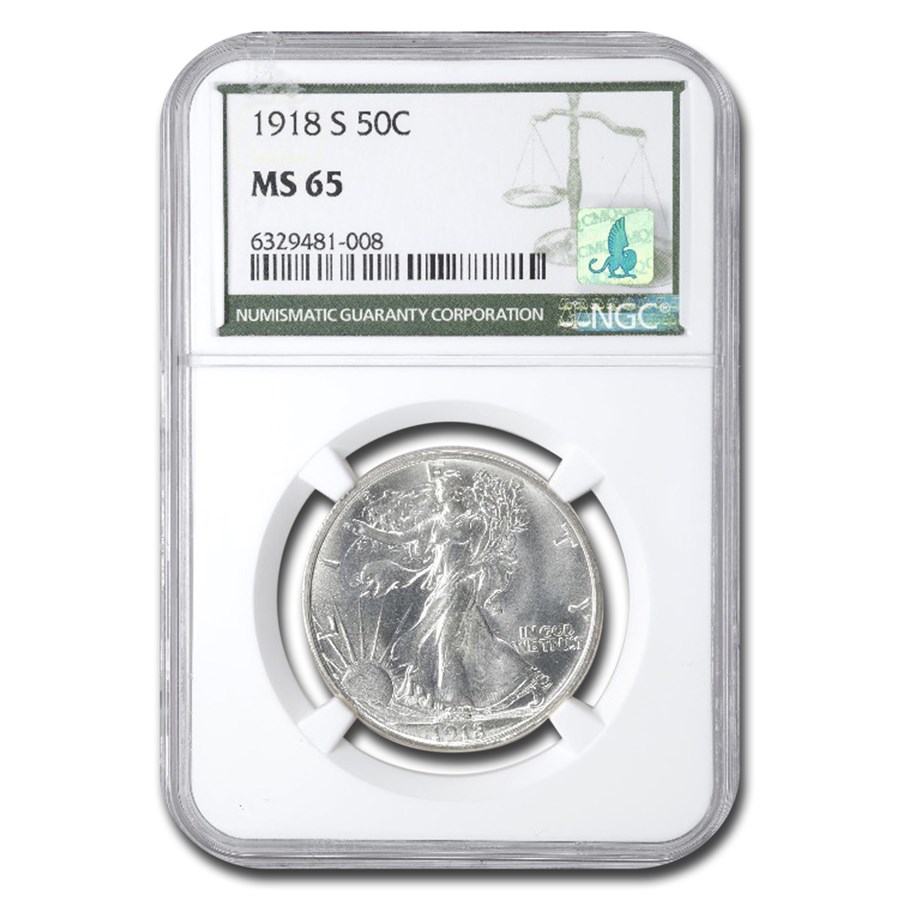 1918-S Walking Liberty Half Dollar MS-65 NGC (Green Label)
