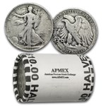 1918-S Walking Liberty Halves 20-Coin Roll Avg Circ
