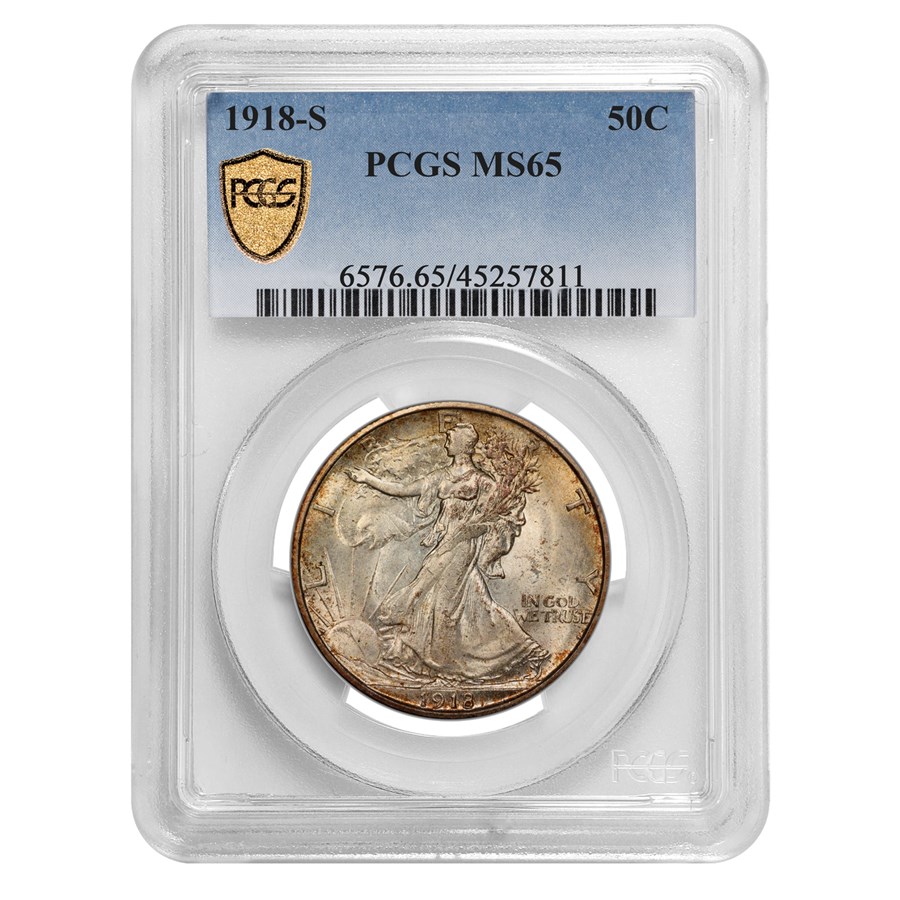 1918-S Walking Liberty Silver Half Dollar MS-65 PCGS