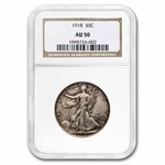 1918 Walking Liberty Half Dollar AU-50 NGC