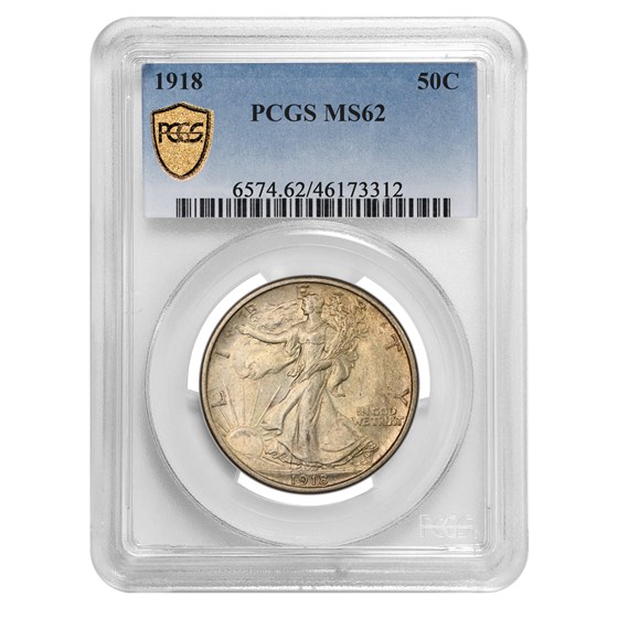 1918 Walking Liberty Half Dollar MS-62 PCGS 1918 Walking Liberty Half Dollar MS-62 PCGS